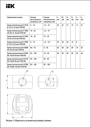 Изображение товара Зажим ответвительный У-859М (50-70/4-35 мм2) IP20 IEK (UKZ-ZO-859M)