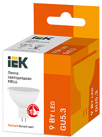 Лампа светодиодная 9 Вт GU5.3 MR16 3000К 810лм матовая 230В рефлекторная LLE-MR16-9-230-30-GU5 IEK