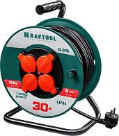 KRAFTOOL P-315, 50 м, 3500 Вт, 4 гнезда, IP44, ПВС 3х1.5 мм² удлинитель на катушке 55084-50