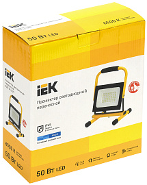 Прожектор светодиодный уличный LED 50 Вт СДО 06-50П переносной 6500К IP65 черный LPDO603-050-65-K02 IEK