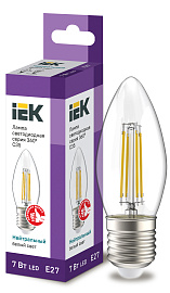 Лампа светодиодная 7 Вт LED C35 свеча прозрачная 230В 4000К E27 серия 360° LLF-C35-7-230-40-E27-CL IEK