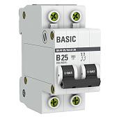 Выключатель автоматический 25А 2П двухполюсный B 4,5kA ВА 47-29 Basic mcb4729-2-25-B EKF