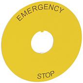 Этикетка круглая 80мм надпись "EMERGENCY STOP" желтая Osmoz 24181 Legrand