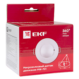 Датчик движения микроволновый 1200Вт белый 360гр. до 8м IP20 MW-701 dd-mw-701 EKF