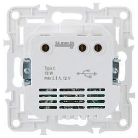 Розетка с заземлением с защитными шторками 16А с USB C 18Вт SK-R17W арктический белый SKANDY SK-R14-16-U14-018-K01 IEK