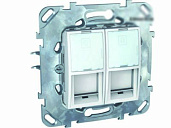 Розетка RJ45+RJ45 компьютерная Unica скрытой установки IP40 кат. 5е с полем для надписи механизм белый MGU5.2020.18ZD Schneider Electric