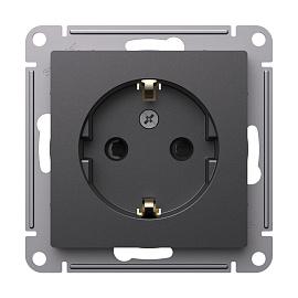 Розетка ATLASDESIGN с заземлением со шторками, 16А, механизм базальт ATN001445 Systeme Electric