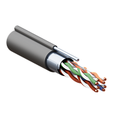 Витая пара TERACOM PRO Cat.5E F/UTP 4 п. solid 24AWG с тросом сталь 1,2 мм LDPE черн. (305м) TRP-5EFTP-04PE-BK-OTW3 EKF