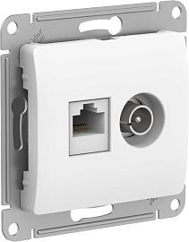 Розетка TV+RJ45 телевизионная+компьютерная GLOSSA скрытой установки кат. 5е механизм белый GSL000189 Systeme Electric