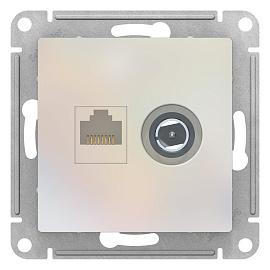 Розетка TV+RJ45 телевизионная + компьютерная Atlasdesign скрытой установки cat. 5Е жемчуг ATN000489 Schneider Electric