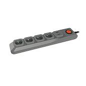 Cетевой фильтр 4 розеток LUX 3 м (Пвс 3*0,75) с/з серый 1USB(1A) 10А UL-00001761 S-GSL5-3U