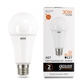 Лампа светодиодная 30 Вт E27 A67 3000K 2320Лм LED Грушевидная Elementary 73219 GAUSS