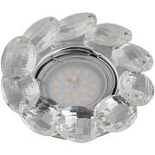Светильник встраиваемый DLS-P114 GU5.3 CHROME/CLEAR декоративный ТМ "Fametto", серия "Peonia", GU5.3. металл, хром. Отделка кристалл, прозрачный. 10547 Uniel