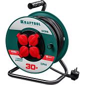 KRAFTOOL P-315, 30 м, 3500 Вт, 4 гнезда, IP44, ПВС 3х1.5 мм² удлинитель на катушке 55084-30