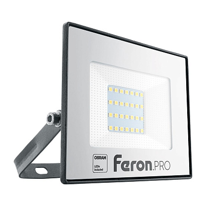 Изображение товара Светодиодный прожектор Feron Pro 30Вт 6400K черный IP65