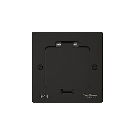 Лючок на 2 модуля IP44 с монтажной коробкой для стены фальшпола стола MultiDesk ЧЁРНЫЙ матовый тип MDK20 MDK20102MBA Systeme Electric