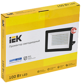 Прожектор светодиодный уличный LED 100 Вт СДО06-100 черный 8000Лм IP65 6500K LPDO601-100-65-K02 IEK