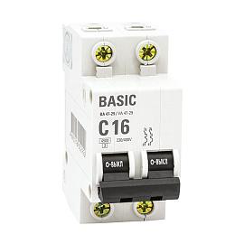 Выключатель автоматический 50А 2П двухполюсный характеристика C 4,5кA тип AC ВА47-29 Basic mcb4729-2-50C EKF