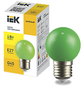 LIGHTING Лампа светодиодная декоративная G45 шар 1Вт 230В зеленый E27 IEK