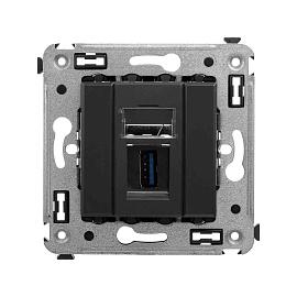Розетка USB 3.0 Avanti скрытой установки тип А-А черный матовый 4412303 DKC