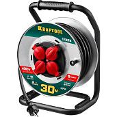KRAFTOOL K-325, 30 м, 4000 Вт, 4 гнезда, IP44, КГ 3х2.5 мм² удлинитель на катушке 55086-30