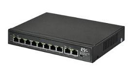 Коммутатор неуправляемый PoE 8 портов 10/100 Мб/с, 2хRJ45, 120 Вт RVi-1NS08F-2T (1G)