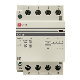 Контактор модульный КМ 32А 4NО (3 мод.) 24В АС PROxima km-3-32-40-24v EKF