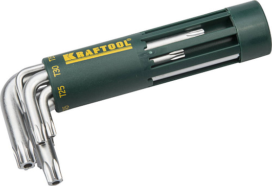 Изображение товара Набор имбусовых ключей TORX Hole T10-T50 KRAFTOOL 8 шт хромомолибденовая сталь