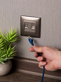 Лицевая панель для розетки RJ45 компьютерной Валенсия графит ESK01-L-035-60 EKF PROxima