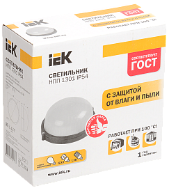 Светильник потолочный промышленный 1301 НПП малый круг белый 1*60Вт Е27 IP54 IEK