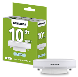 Лампа светодиодная T80 таблетка 10Вт 230В 6500К GX53 GENERICA
