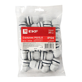 Сальник PG13,5 IP54 (20 шт) d отв. 20 мм / d провод. 6-12 мм EKF PROxima
