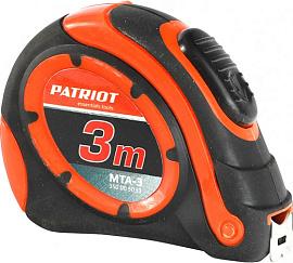 Рулетка MTA-3, автостоп, ударопрочный корпус, обрезиненная, 3м 350005033 PATRIOT