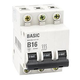 Выключатель автоматический 25А 3П трехполюсный B 4,5kA ВА 47-29 Basic mcb4729-3-25-B EKF