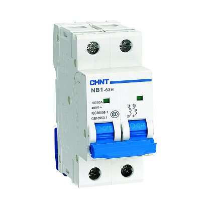 Изображение товара Выключатель NB1-63H 2P 2A CHINT, 10 кА, DIN-рейка