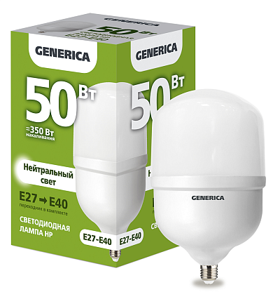 Изображение товара Лампа светодиодная HP 50Вт 230В 4000К E27-E40 GENERICA