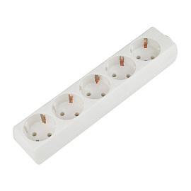 Колодка для удлинителя . 5 гнезд, с/з, 10A, 2200Вт. Белый. K-GCP5-10 WHITE  UL-00003327 TM Uniel