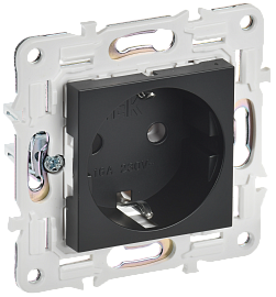 Розетка с заземлением без защитных шторок 16А SK-R05Bl черный SKANDY SK-R11-16-K02 IEK
