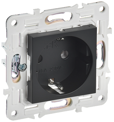 Изображение товара Розетка с заземлением без защитных шторок 16А SK-R05Bl черный IEK