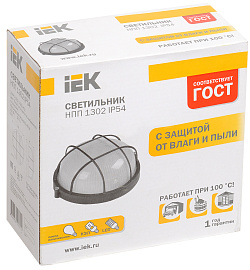 Светильник потолочный промышленный 1302 НПП малый круг белый с решеткой 1*60Вт Е27 IP54 IEK LNPP0-1302-1-060-K01