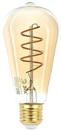 Лампа светодиодная F-LED ST64-7W-824-E27 spiral gold (филамент, спир зол, 7Вт, тепл, E27) (20/960) ЭРА