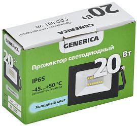 Прожектор светодиодный  20Вт СДО 001-20 1600Лм 6500К IP65 черный LPDO501-020-65-K02-G GENERICA