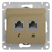Розетка RJ11+RJ45 телефонная+компьютерная GLOSSA скрытой установки кат. 5е механизм титан GSL000485 Schneider Electric