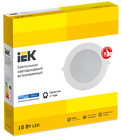 Светильник светодиодный ДВО 1716 белый круг 18Вт 4000К IP40 IEK