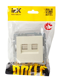Розетка  двойная RJ11+RJ45 кат.5E РК/Т12-БрКр бежевый  BRITE  BR-KT20-O-1-K10 IEK