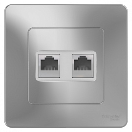 Розетка  RJ45+RJ45 компьютерная BLANCA скрытой установки кат.5e в сборе  алюминий BLNIS045453 Schneider Electric