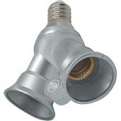 Переходник с цоколя E14 на цоколь 2хE14 серебряный F4T24SEAY Ecola base
