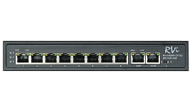Коммутатор неуправляемый PoE 8 портов 10/100 Мб/с, 2хRJ45, 120 Вт RVi-1NS08F-2T (1G)