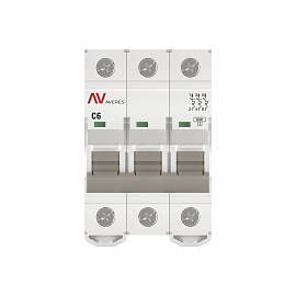 Выключатель автоматический 6А 3П трехполюсный C 6kA AV-6 AVERES mcb6-3-06C-av EKF