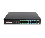 Коммутатор 18 портовый PoE Ethernet 10/100Mб/с в металлическом корпусе JT-H1016PL JUST